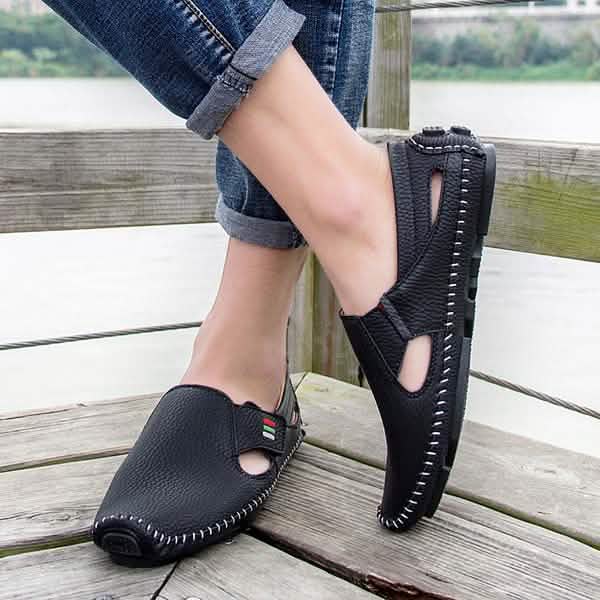 Zapatos Casuales de Hombre sin Cordones de Cuero Calado