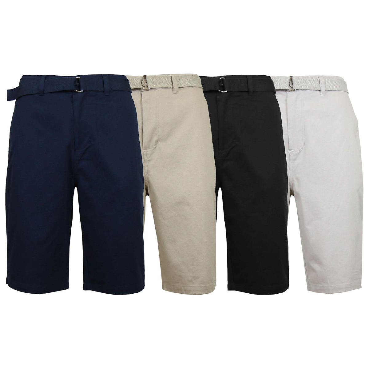 Pantalones cortos chinos de algodón para hombre con cinturón