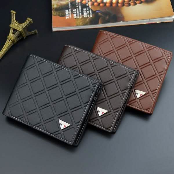 Billetera Trifold Delgada de Cuero Genuino RFID para Hombre