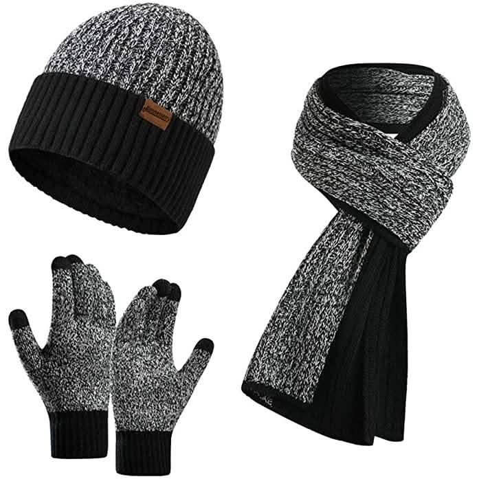 Conjunto de bufanda de hombre, gorro y guantes térmicos