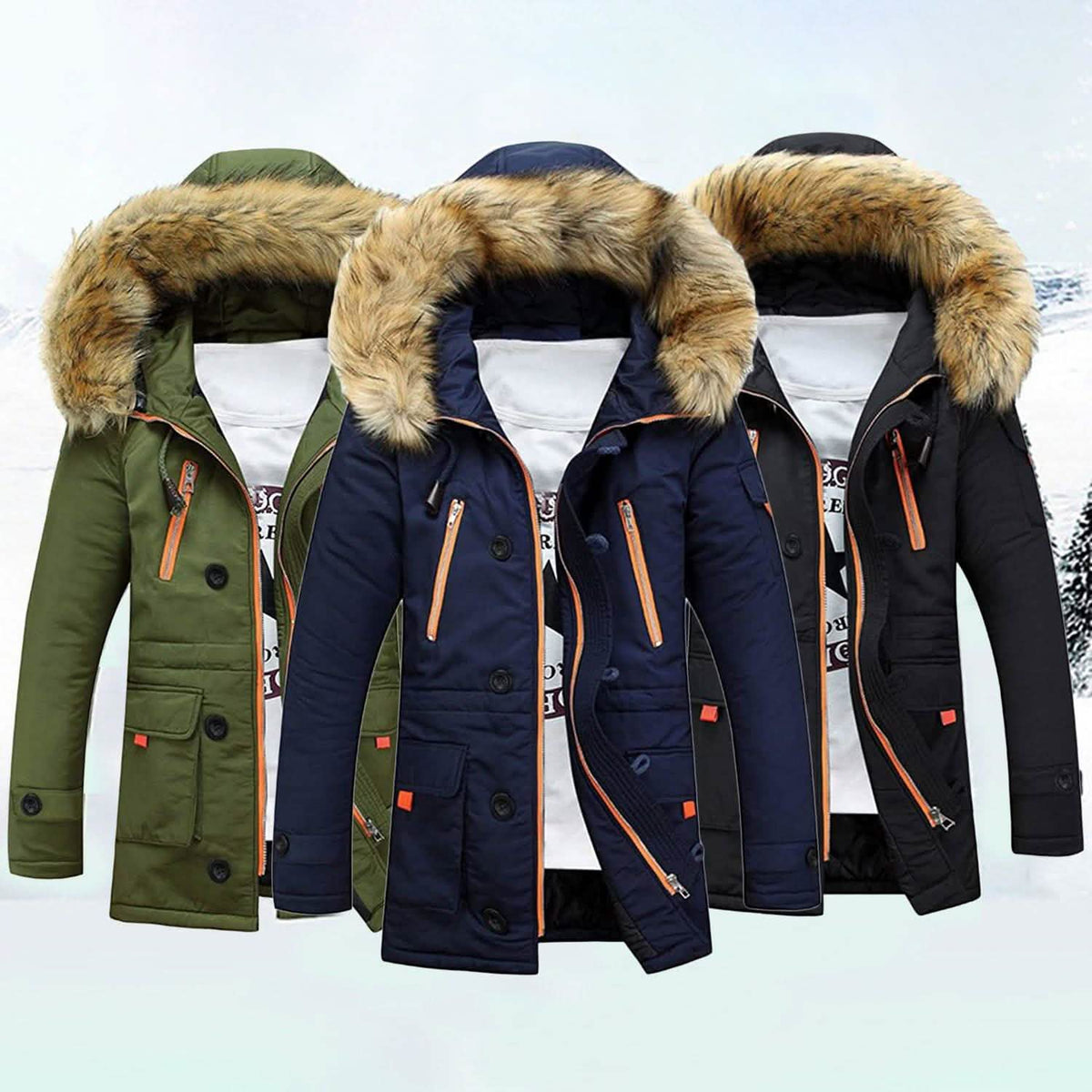 Abrigos Parkas de Plumas con Capucha para Hombre