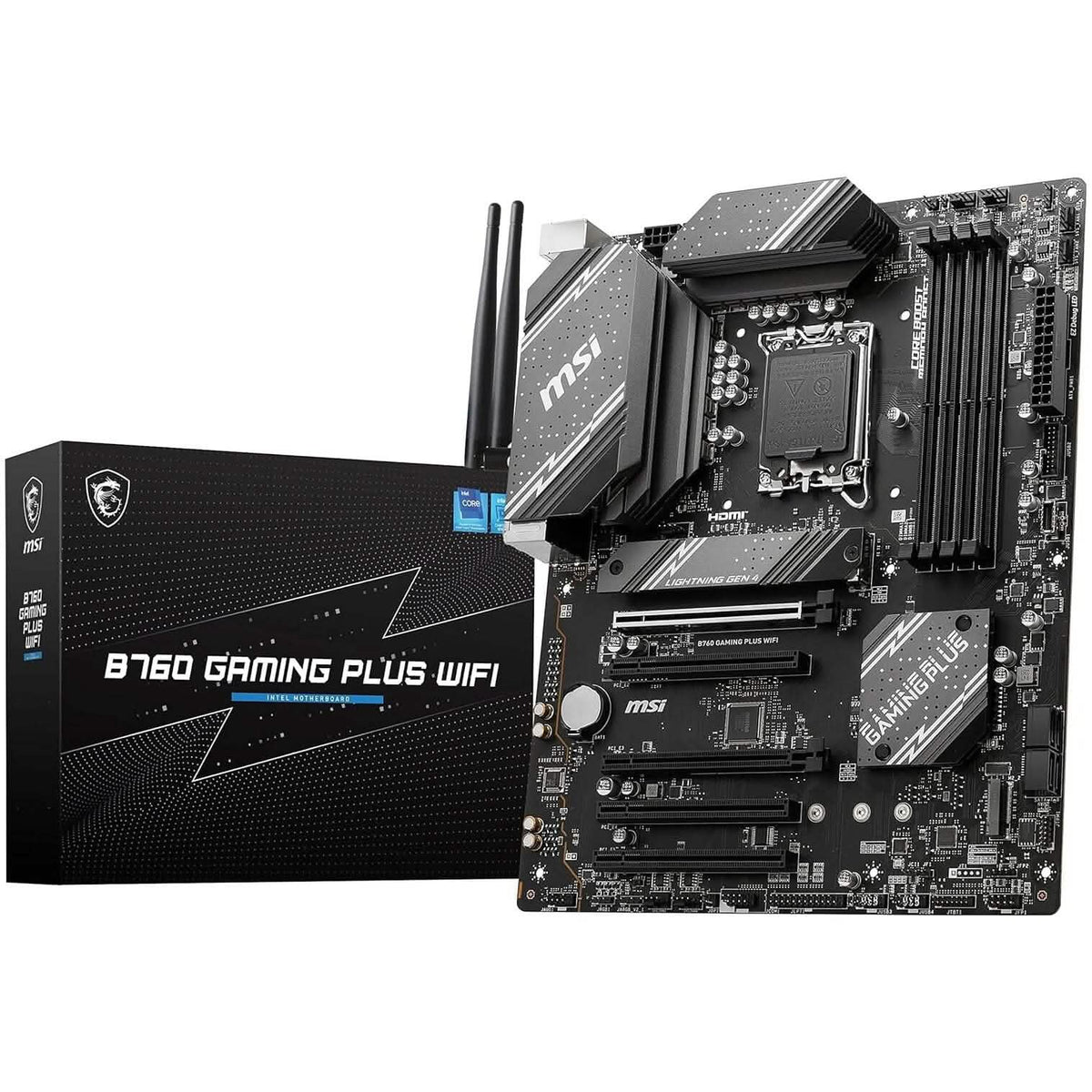 Placa base para juegos MSI B760 Gaming Plus WiFi (compatible con procesadores Intel de 12.ª/13.ª generación, LGA 1700, DDR5, PCIe 4.0, M.2, LAN de 2,5 Gbps, USB 3.2 Gen2, Wi-Fi 6E, ATX) (restaurada)