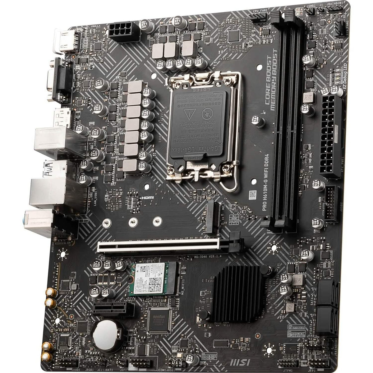 MSI PRO H610M-G WiFi DDR4 ProSeries Motherboard (mATX, 12th/13th Gen Intel Core, LGA 1700 Socket, DDR4, PCIe 4, 2.5G LAN, M.2 Slots, USB 3.2, Wi-Fi 6) (Refurbished)