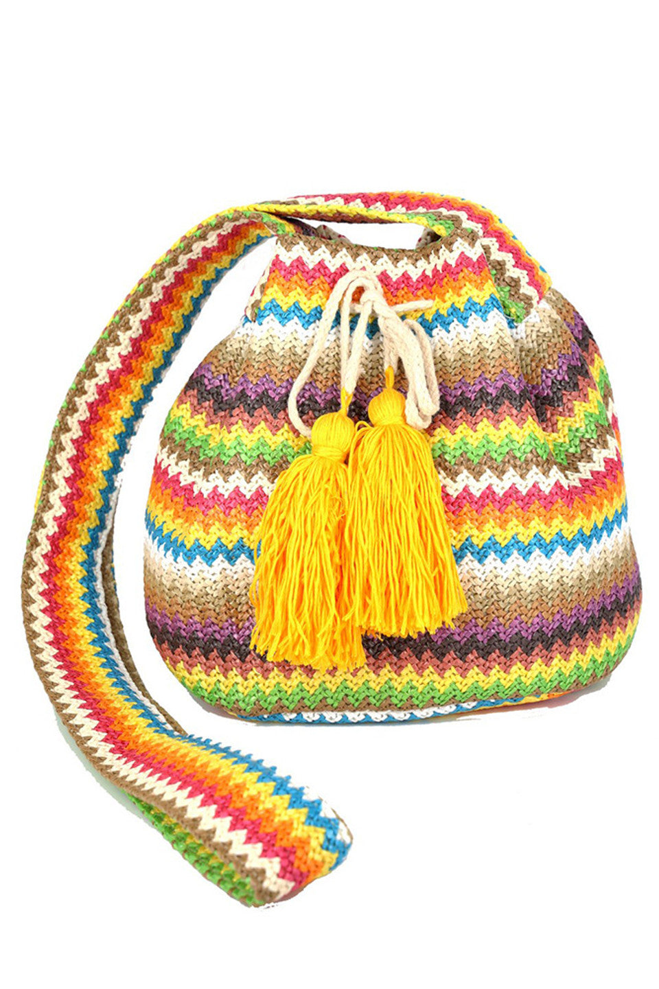 Multi Color Chevron Bucket Bag