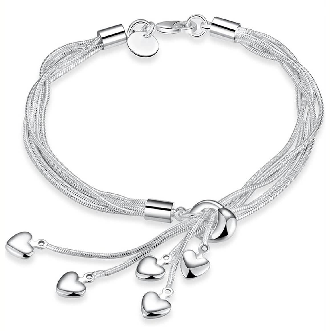 Pulsera con dije de corazón de varias hebras