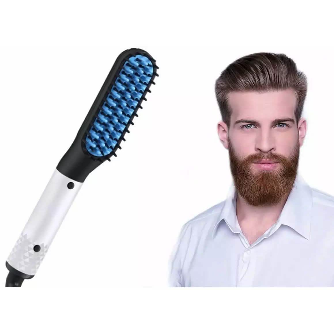 Alisador de barba multifuncional para hombres, peine eléctrico de calor para alisar el cabello