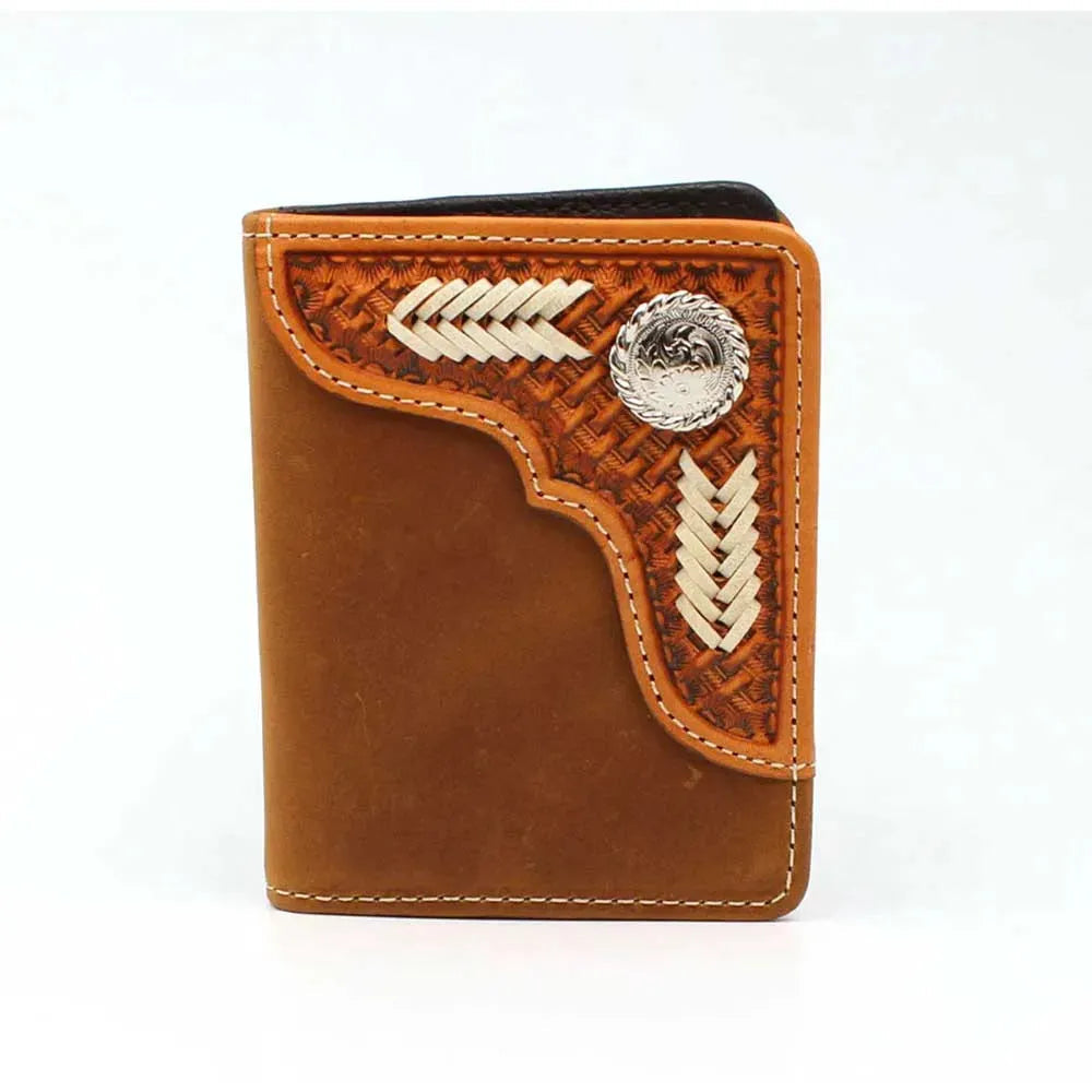 Nocona Bifold Flip Basketweave Rawhide Lace - Cartera de hombre