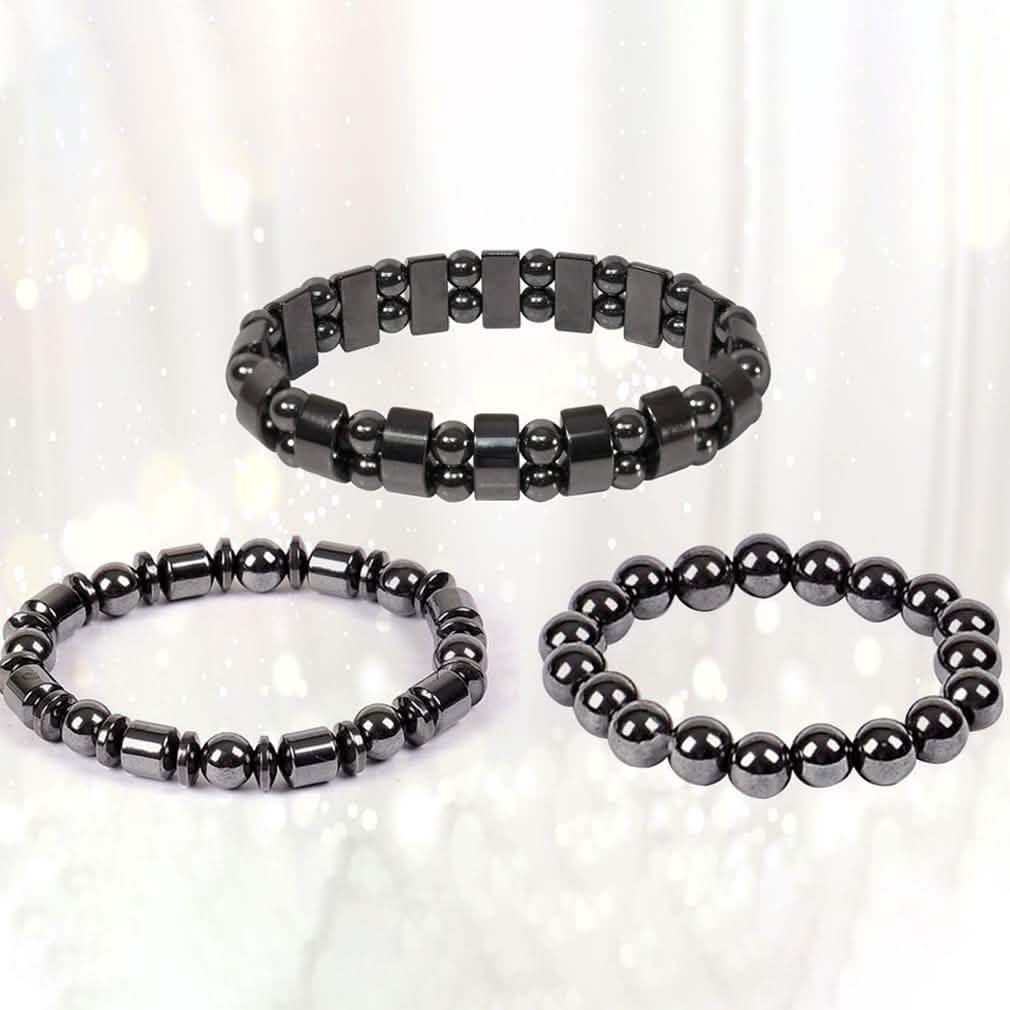 Pulseras elásticas de hematita magnética natural para hombres y mujeres