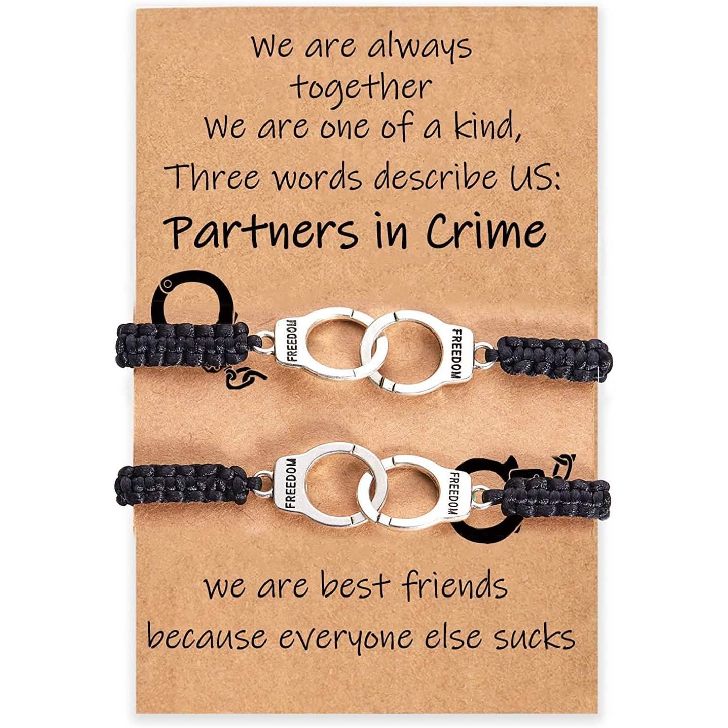 Pulseras de la amistad con esposas "Compañero de crimen"