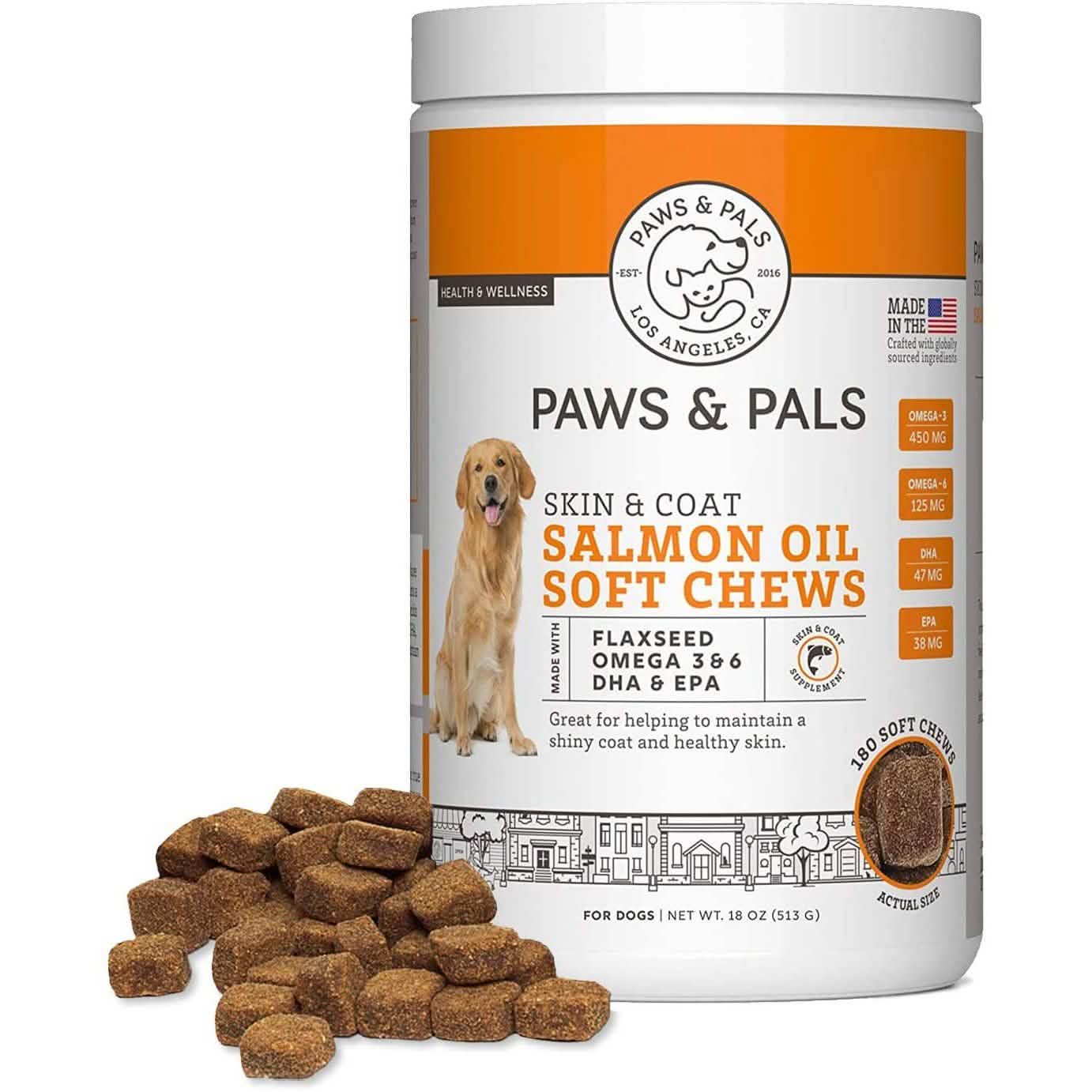 Paws & Pals Aceite de Salmón de Alaska Salvaje Omega 3 y 6 para Perros y Gatos