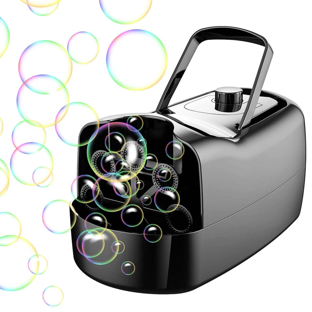Portable Bubble Blowing Machine with 2 Speeds Handle 3000-4000 Bubbles Per Minute Plug-In Battery Powered