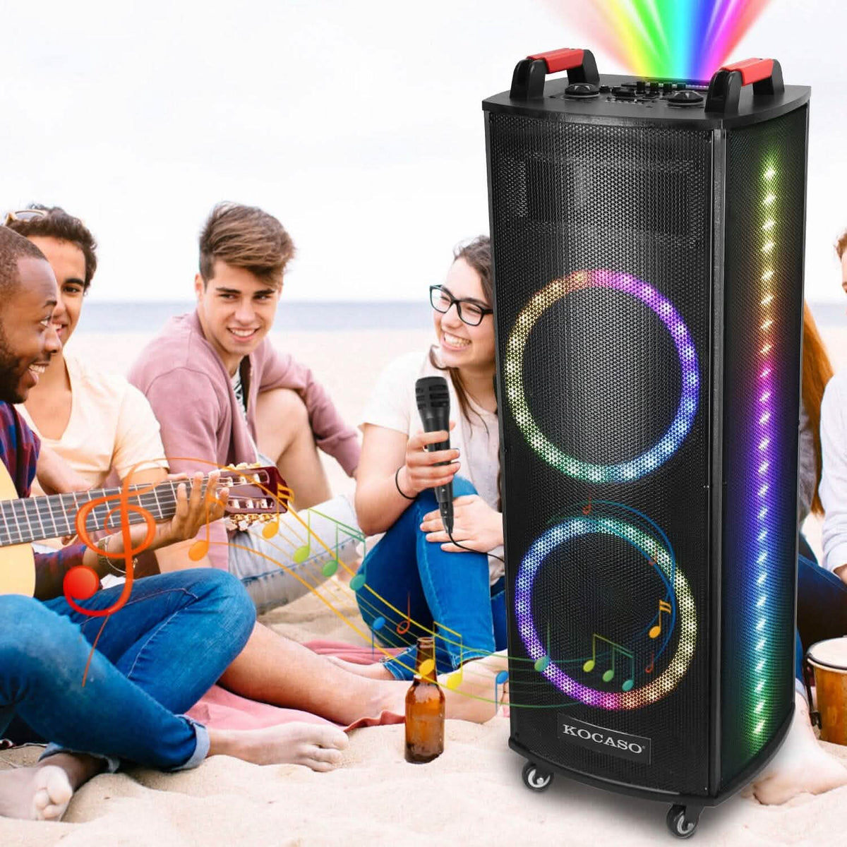 Altavoz de fiesta inalámbrico portátil, luces de colores, sistema de PA para DJ