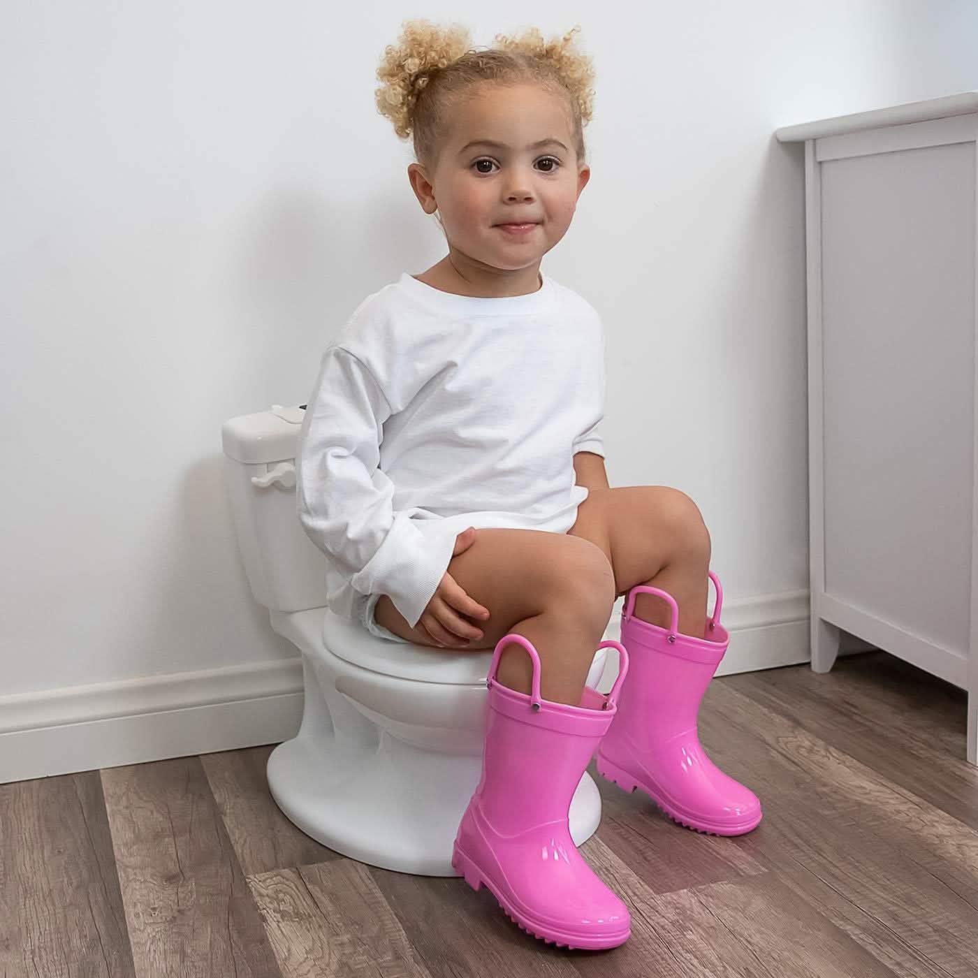 Asiento Entrenador para Inodoro con Tazón Removible y Dispensador de Toallitas para Niños Pequeños