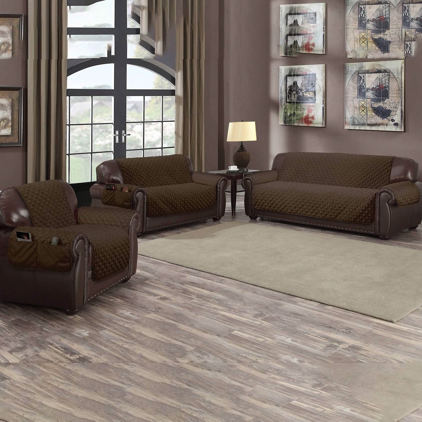 Protectores de Muebles Reversibles Resistentes al Agua QuickFit con Bolsillos Laterales
