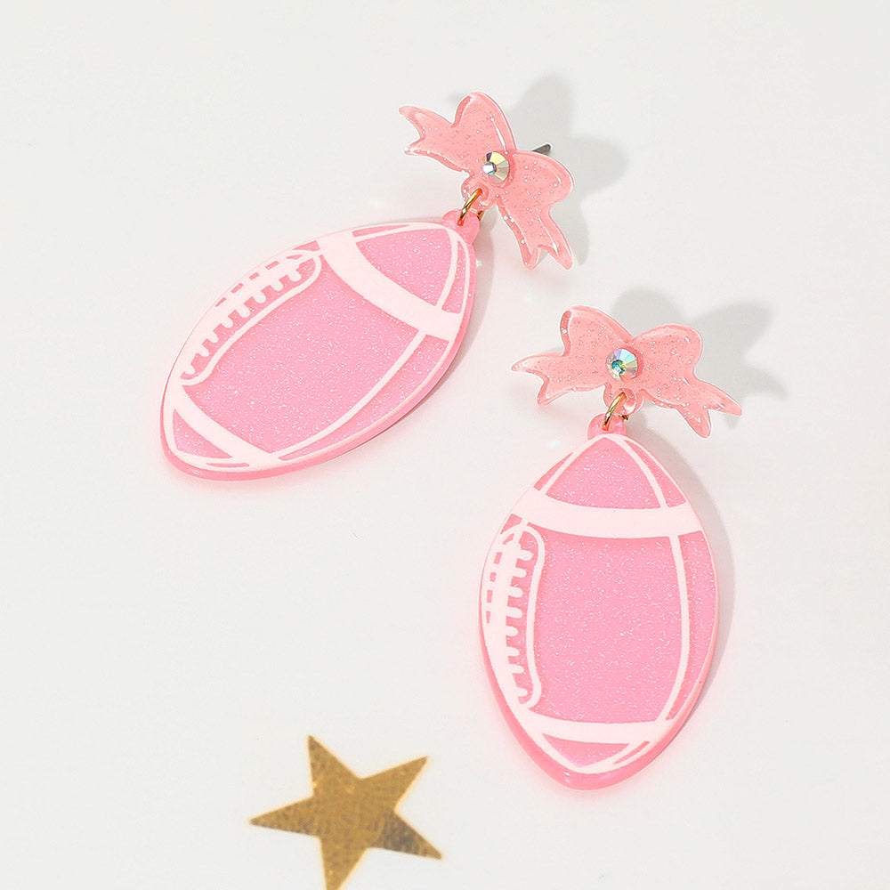 Resin Football Dangle Earrings
