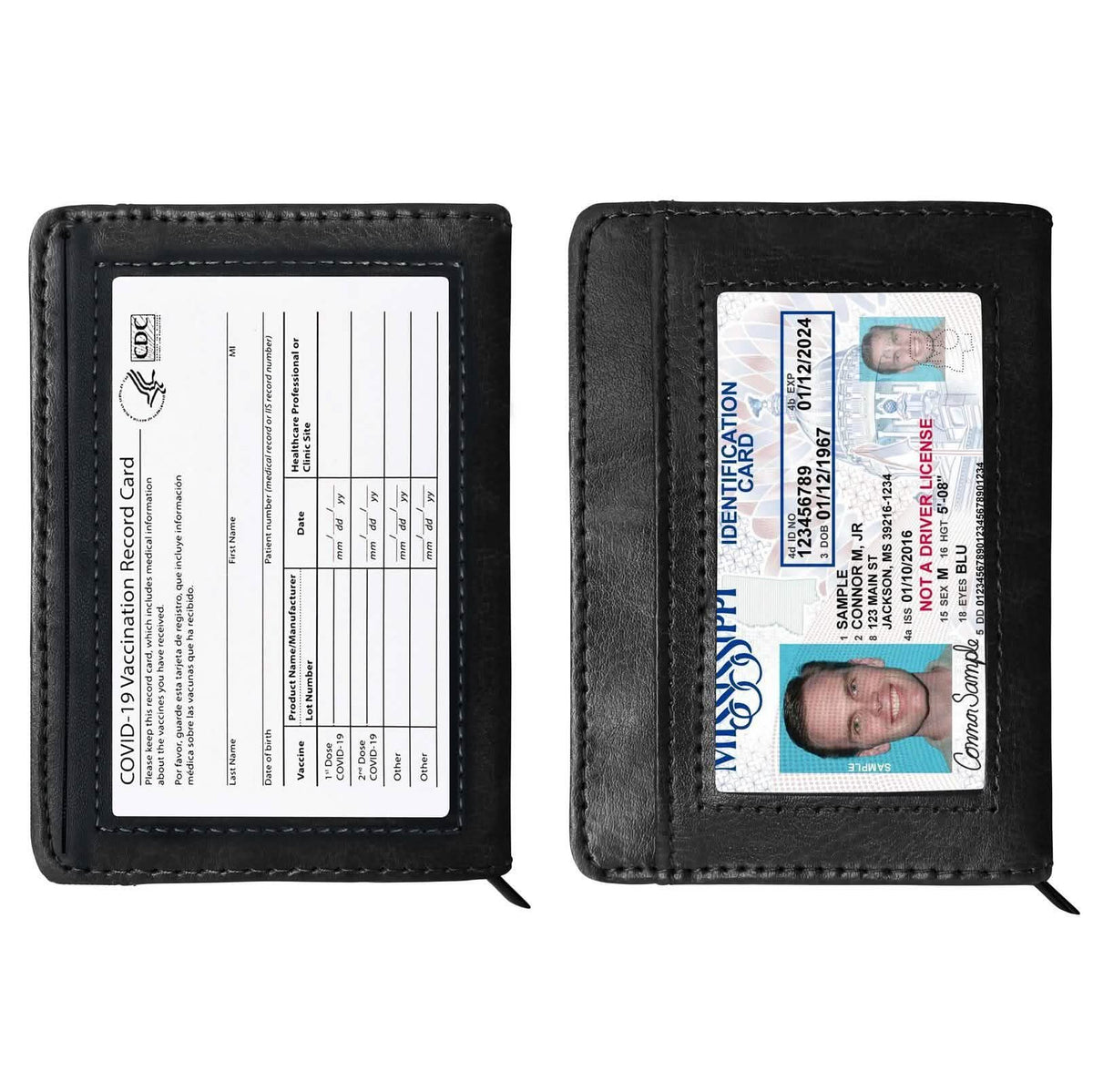 Cartera delgada de piel sintética con bloqueo RFID