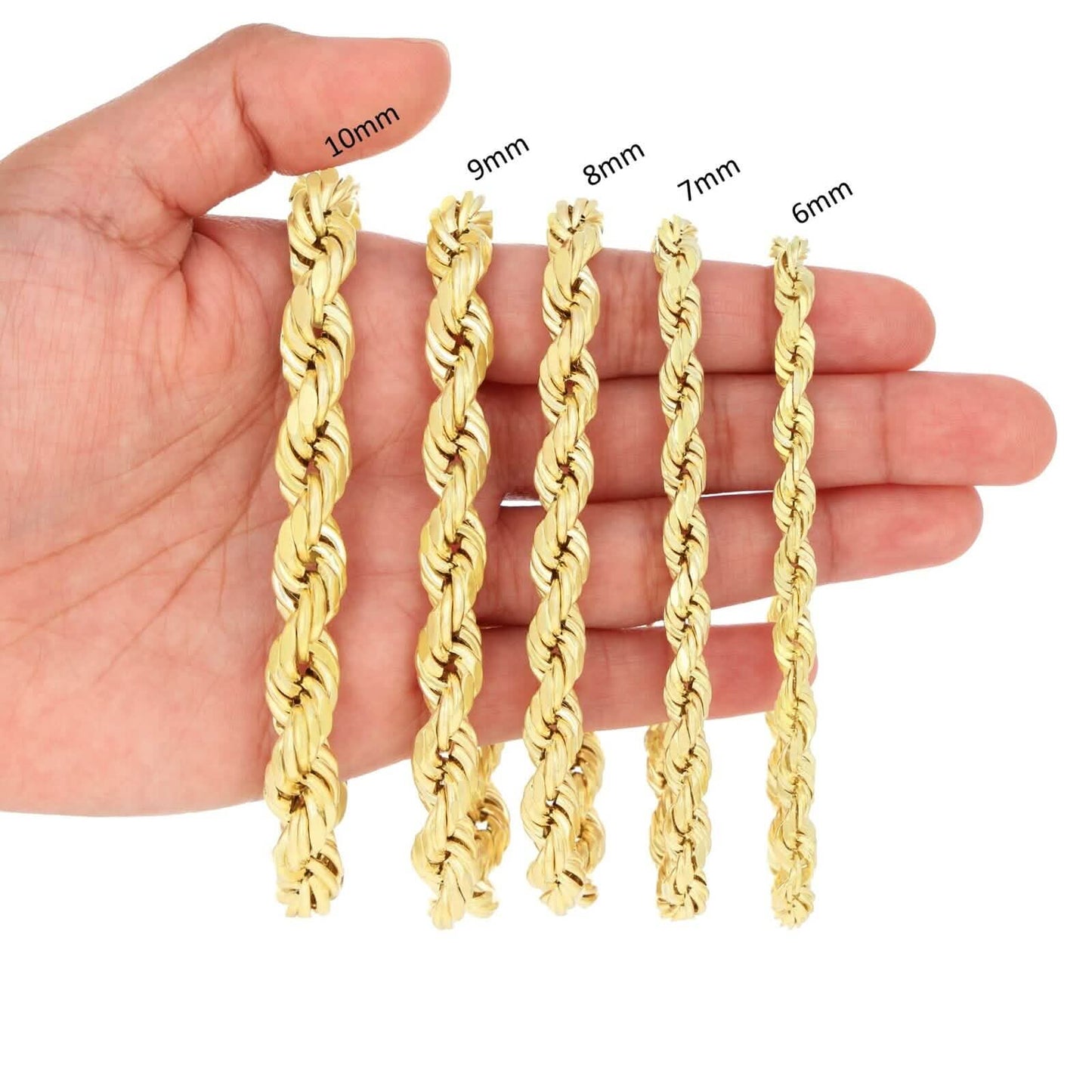 Cadena de soga de oro amarillo - 7mm