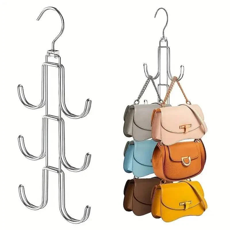 Organizador giratorio de metal para colgar bolsos