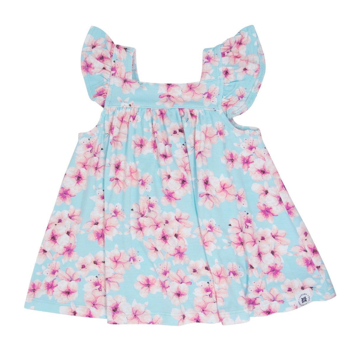 Bonito Vestido Floral Rosa con Volantes y Cubrepañal