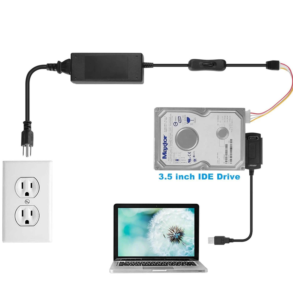 Cable adaptador conversor SATA PATA IDE a USB 2.0 para discos duros de 2.5" 3.5"