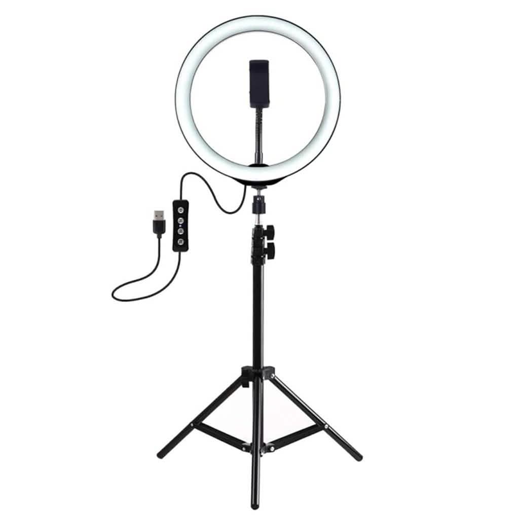 Soporte de luz LED tipo anillo para selfis con trípode