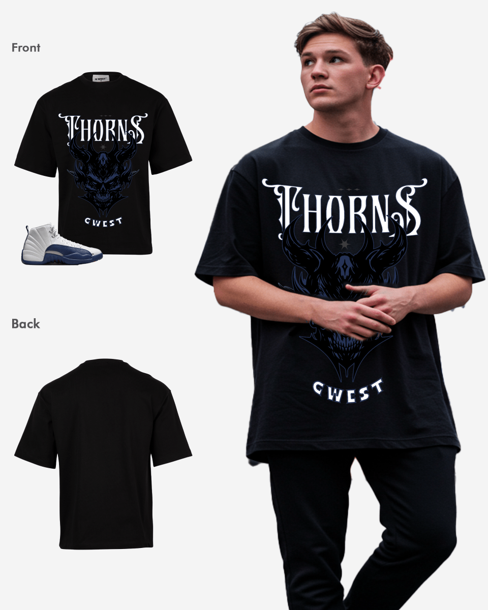 G West Skull and Thorns Oversized T-Shirt Mens