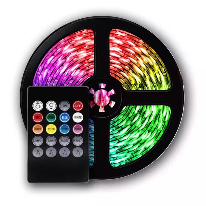Tira de luces LED multicolor activada por sonido con control remoto para casa inteligente