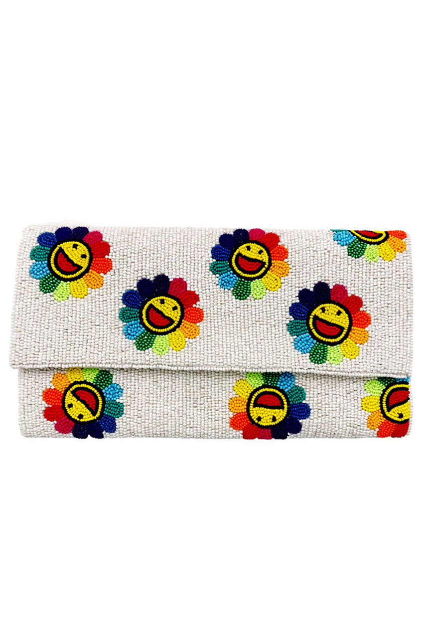 Smile Face Glass Beads Clutch
