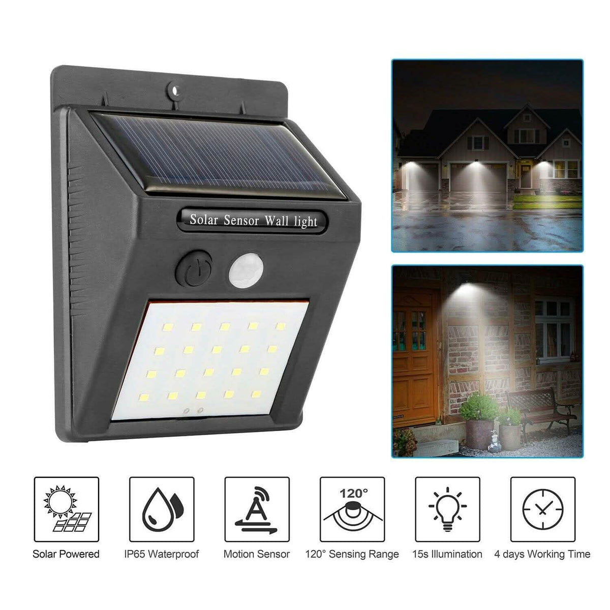 Luz Solar 20 LEDs Exterior PIR