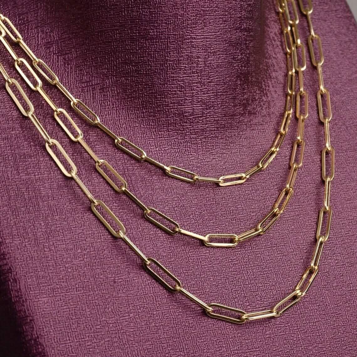 Collar de cadena de eslabones de 5 mm de oro macizo de 14K hecho en Italia