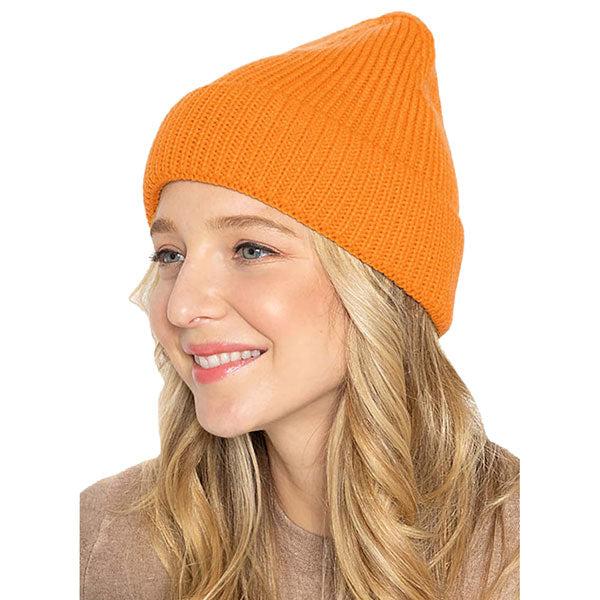 Solid Ribbed Cuff Beanie Hat