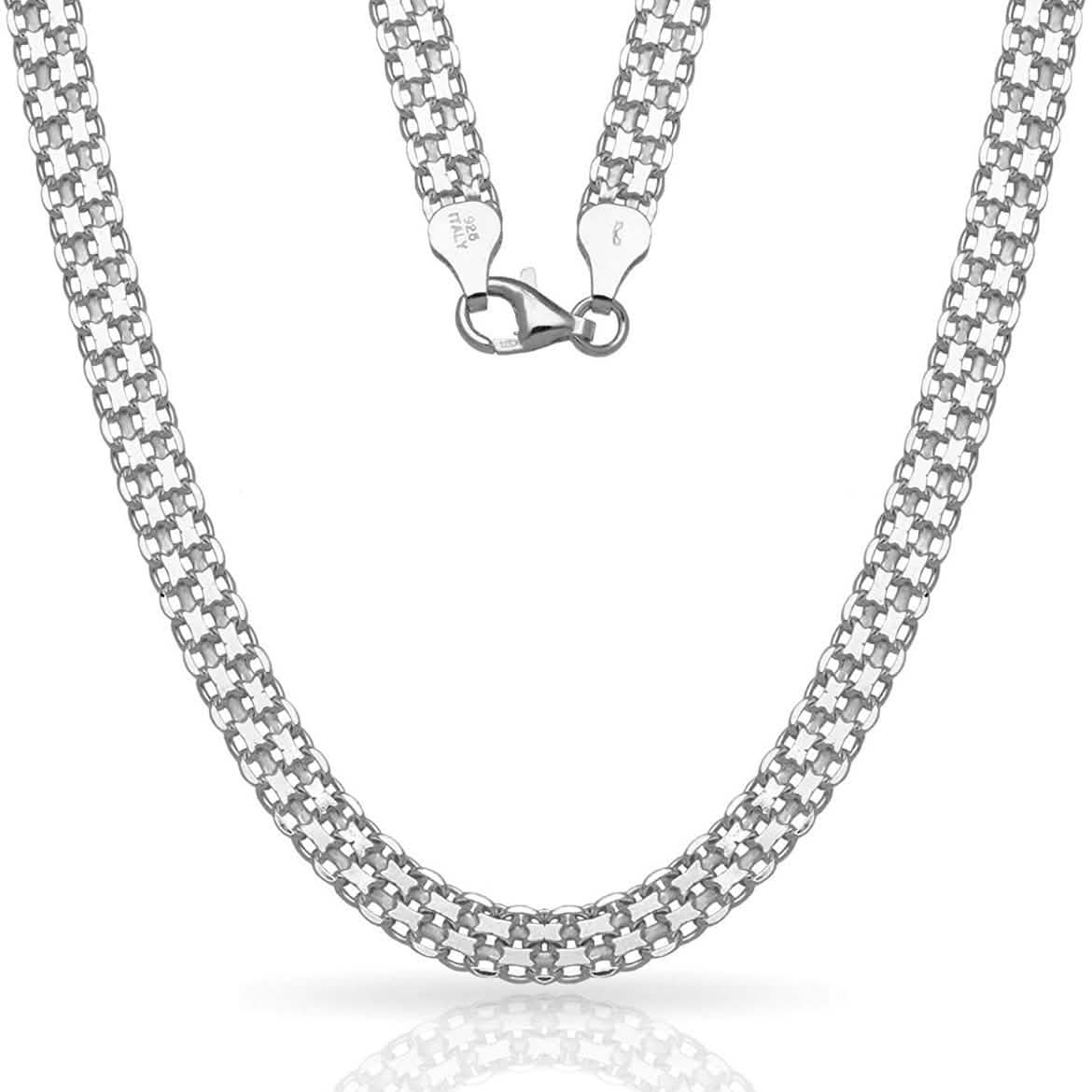 Cadena de Eslabones Bismark de Plata de Ley Maciza
