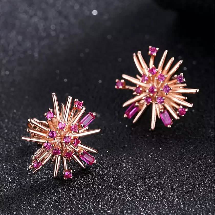 Pendientes de tuerca Starburst con cristal Swarovski en oro rosa de 18 quilates