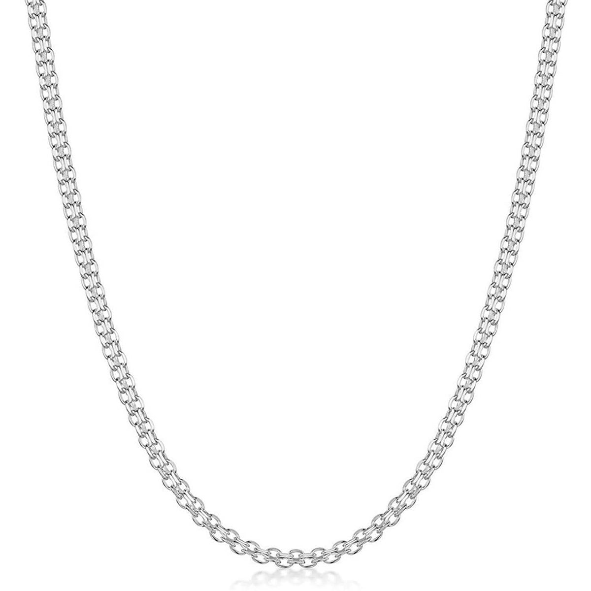 Collar de cadena Bismark italiano de plata de ley de 2,2 mm