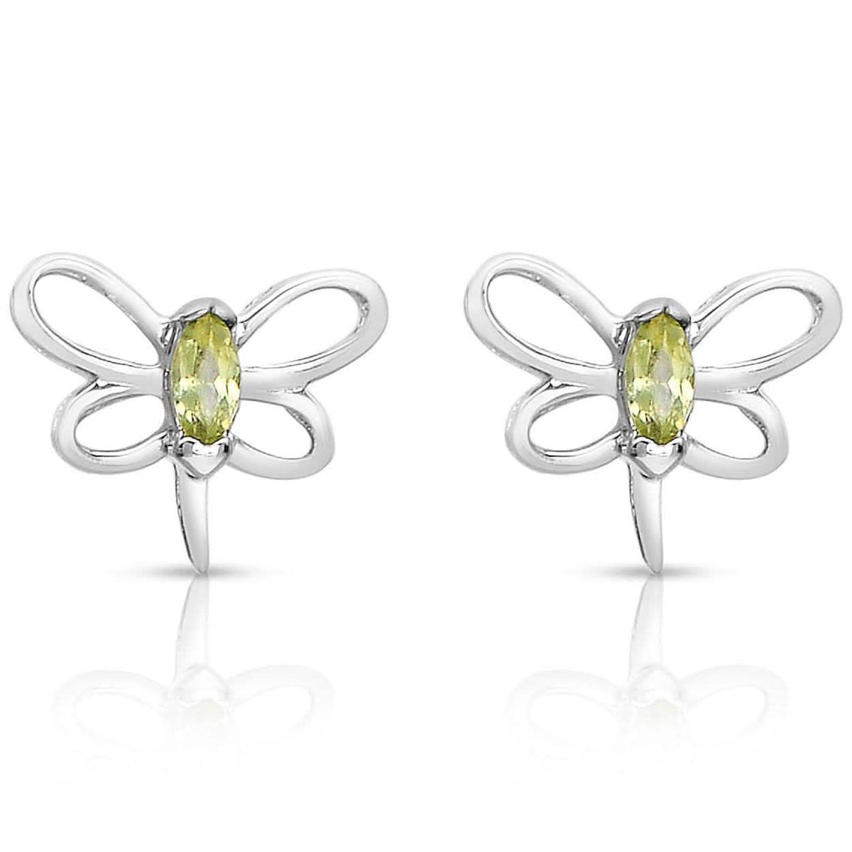 Pendientes de mariposa de plata de ley