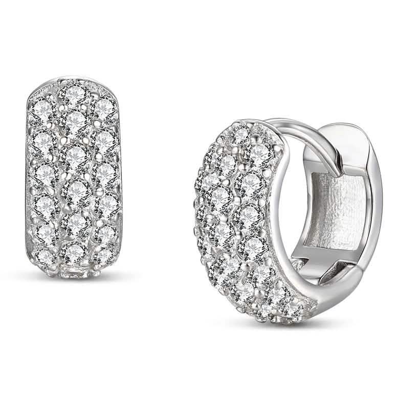 Aretes de aro de plata de ley con circonitas cúbicas