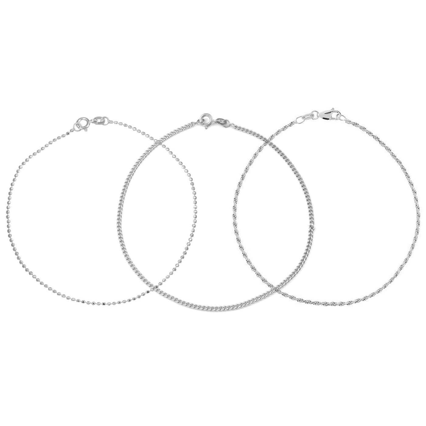 Tobilleras italianas de plata de ley