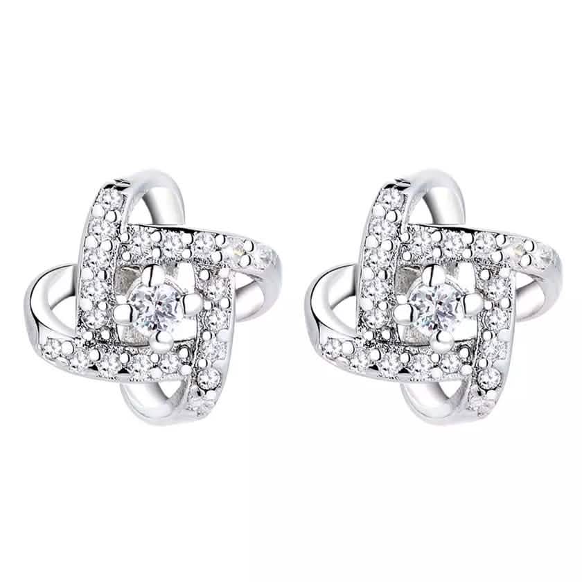 Pendientes de nudo de amor de plata de ley con cristales de Swarovski