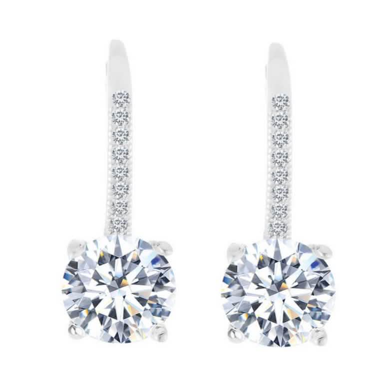 Pendientes Colgantes con Cristales Engastados en Oro Blanco de 14K