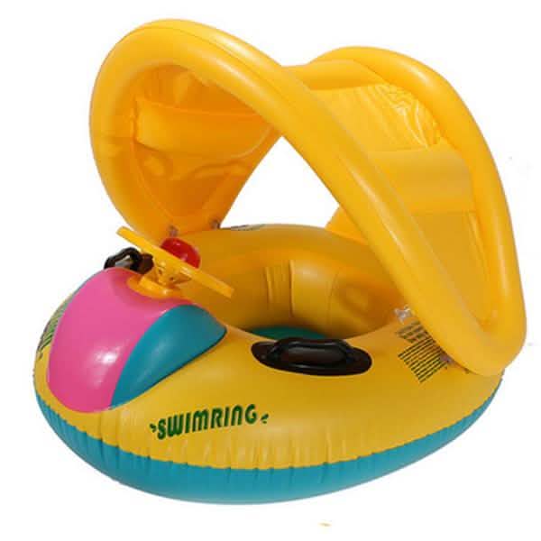 Parasol para volante de verano, anillo de natación, flotador inflable para bebé con asiento de coche