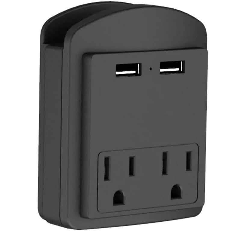 Protector contra sobretensiones con 2 enchufes de pared y 2 puertos USB