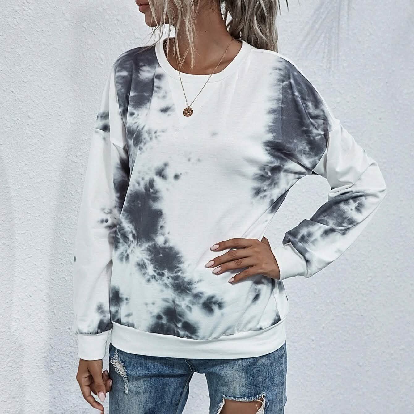 Sudadera de cuello redondo tie-dye