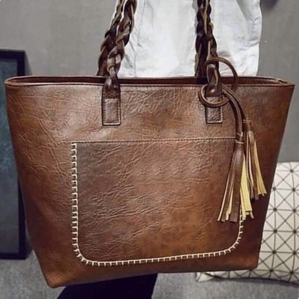 Bolso de mano tote vintage de piel sintética para mujer