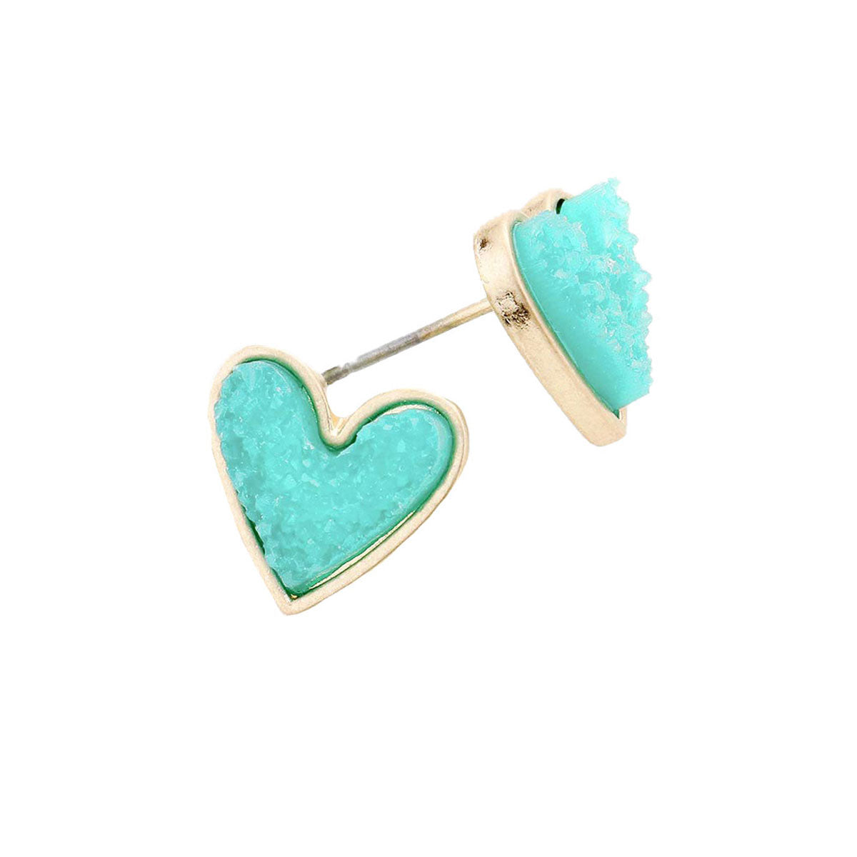 Trendy Fashionable Druzy Heart Stud Earrings