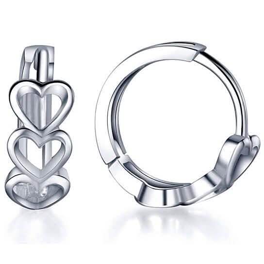 Pendientes Huggie Pequeños Tri Corazón