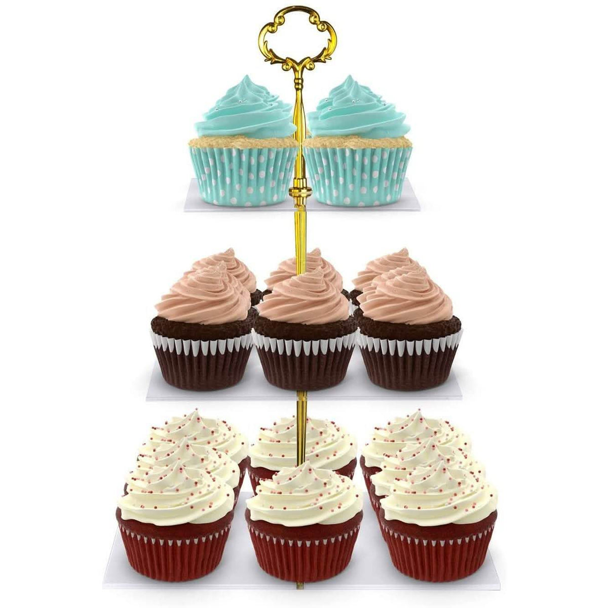 Utenlid Soporte apilable de 3 niveles cuadrado para cupcakes de fiesta
