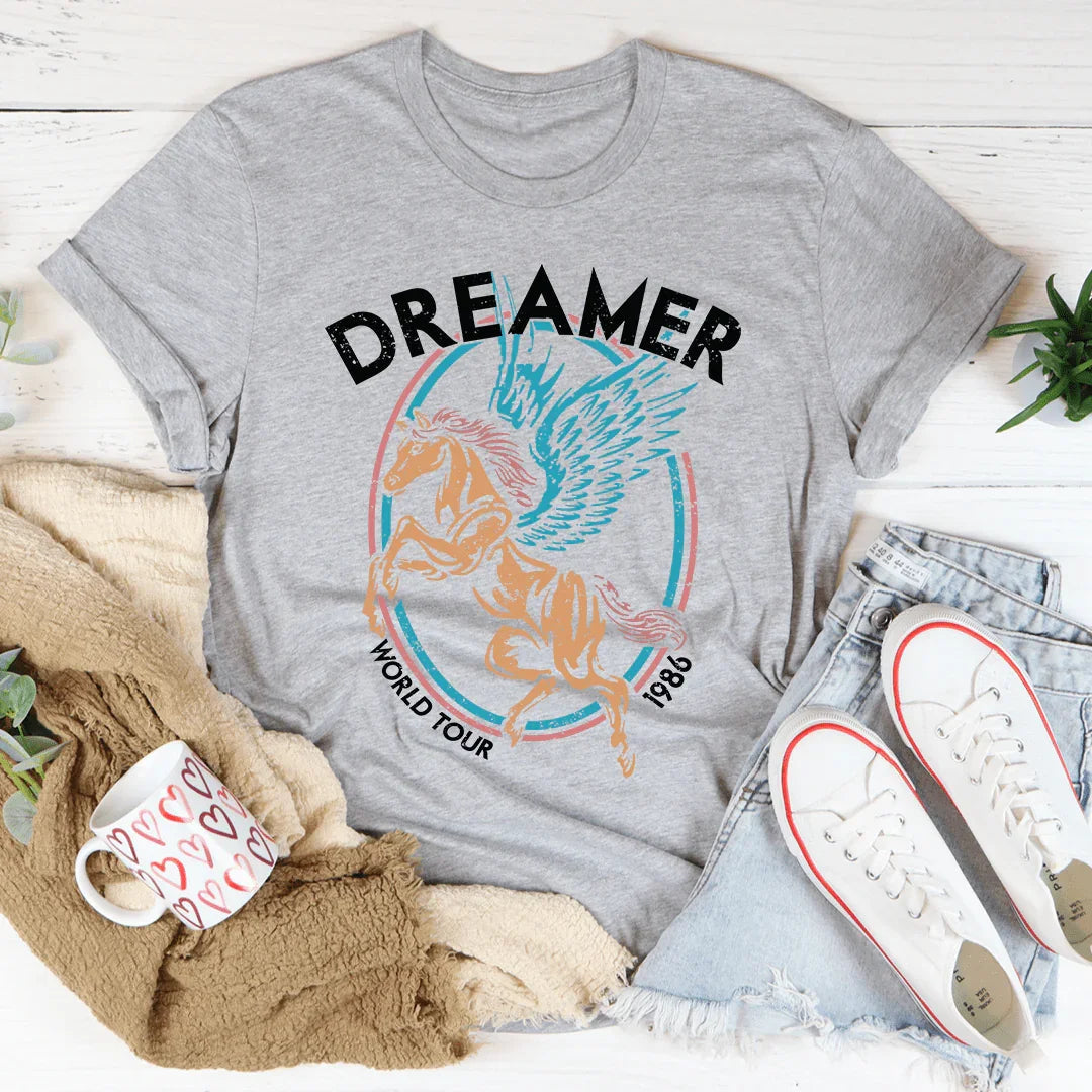 Retro Concert Aesthetic Shirt – "Dreamer World Tour" Vintage Graphic Tee