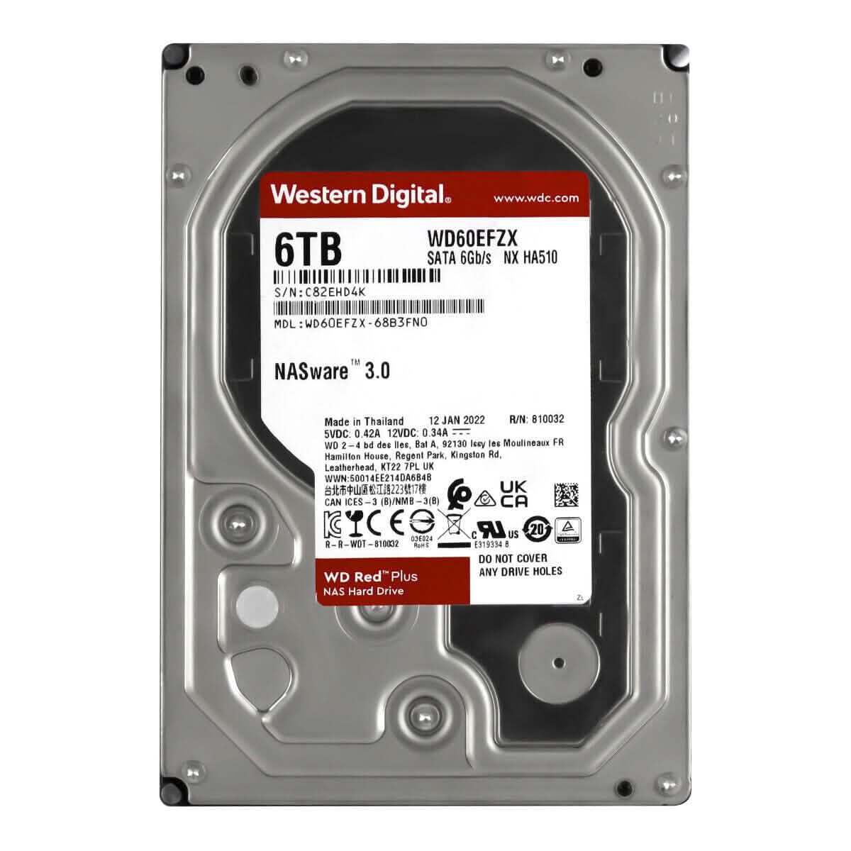 Western Digital Red Plus 6TB 5.4K 128MB SATA III 3.5'' WD60EFZX NX HA510 (Reacondicionado)