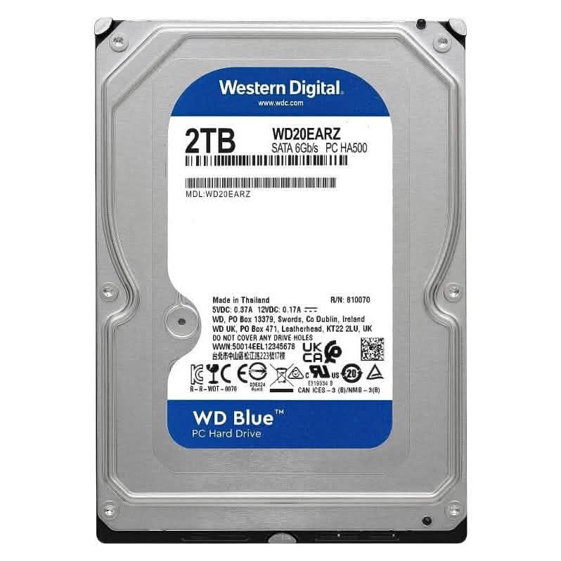 Disco duro interno Western Digital Blue de 2 TB, 3,5" SATA para PC, WD20EARZ (reacondicionado)