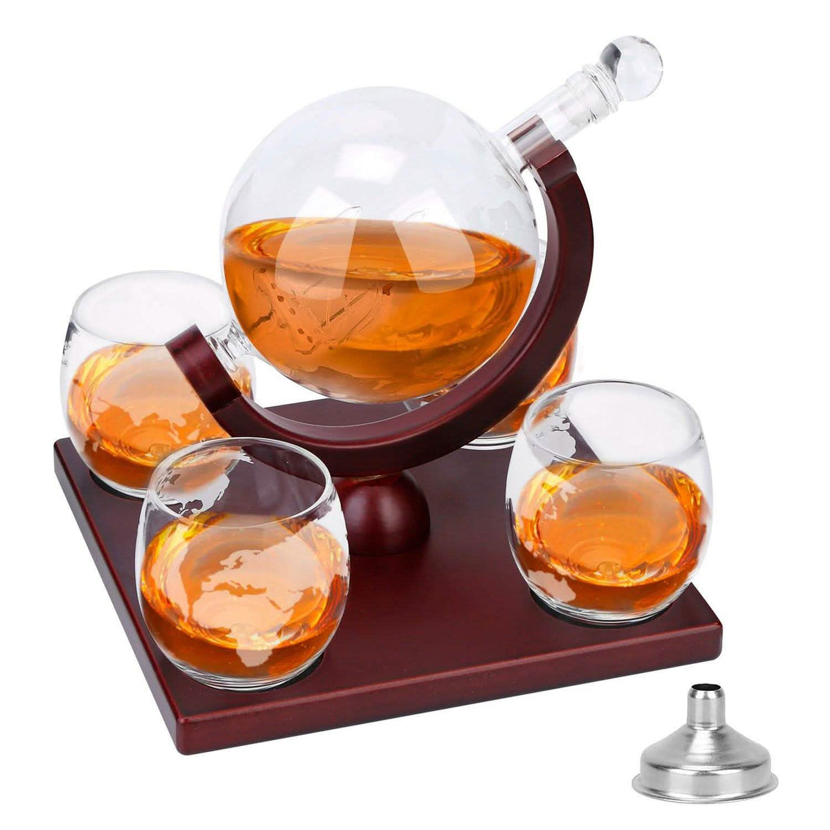 Juego de Decantador de Whisky con Globo Terráqueo